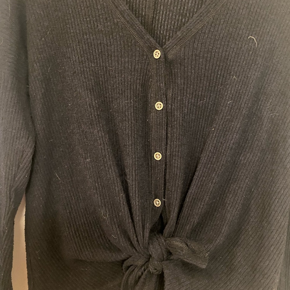 A&F Button Up And Tie Front Light Sweater Top - image 2